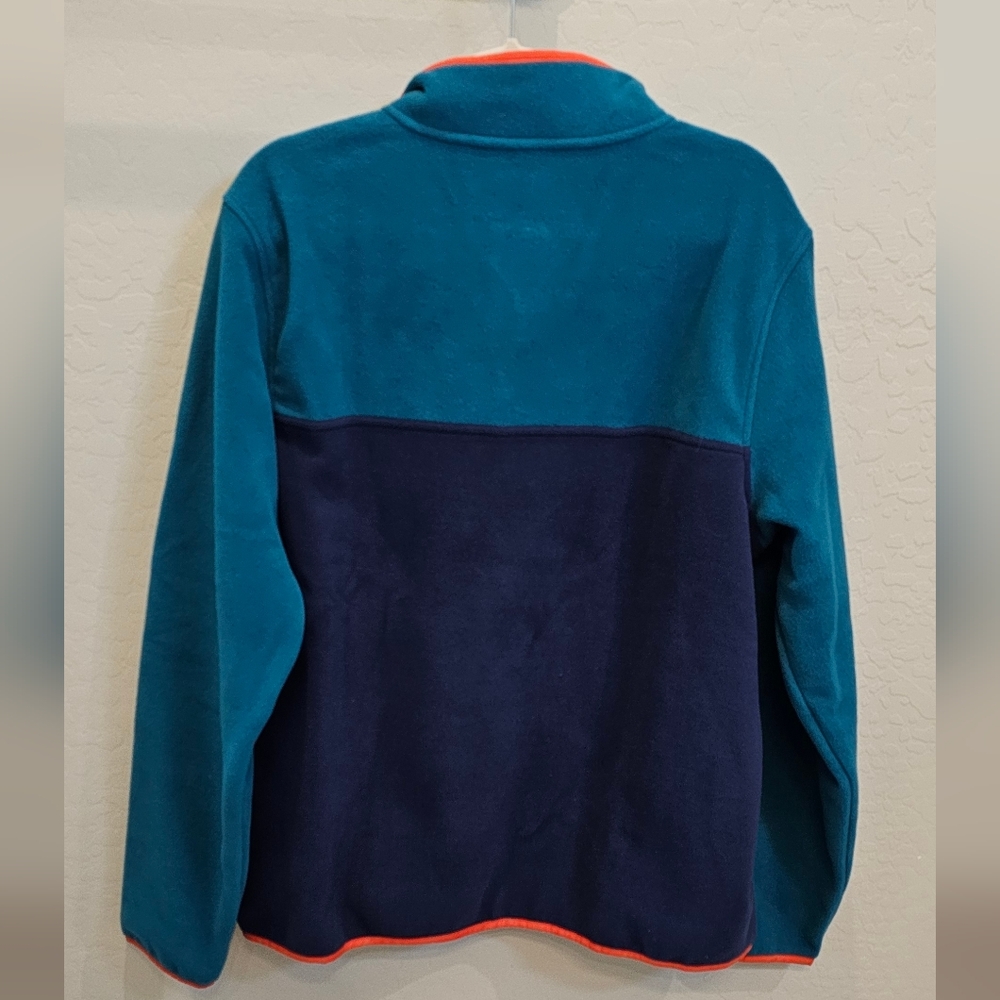 Lands' End Teal & Navy Colorblock Snap Fleece with Coral Trim NWT - Picture 6 of 7